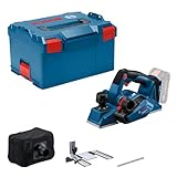 Bosch Professional 18V System Akku Hobel GHO 18V-26 (bürstenloser Motor, inkl. Staubbeutel, Parallelanschlag, 1x Wood Razor Wendemesser, L-BOXX, ohne Akku/ Ladegerät)