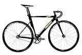 FabricBike AERO - Fixed Gear Fahrrad, Single Speed Fixie Starre Nabe, Aluminium Rahmen und Carbon-Gabel, Räder 28", 5 Farben, 3 Größen, 7.95 kg (Größe M) (Glossy Black & Gold, L-58cm)