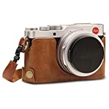 MegaGear MG1604 Leica D-Lux 7 Ever Ready Echtleder Kamera-Halbtasche mit Trageriemen - Braun