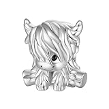 GNOCE Charm Perle Schottische Hochlandkuh Charm 925 Sterling Silber Charm Fit Alle großen Marken von Armband/Halskette