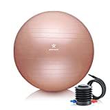 BODYMATE Gymnastikball Sitzball Trainingsball mit GRATIS E-Book inkl. Luft-Pumpe, Ball für Fitness, Yoga, Gymnastik, Core Training, für starken Rücken als Büro-Stuhl New Rose Gold 65cm