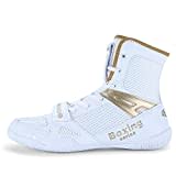 Adoff Unisex Boxschuhe Männer ma'am Kniebeugenschuhe Ringerschuhe Jugend Muay Thai Taekwondo Boxen Trainingsschuhe Kampfsportschuhe AtmungsaktivGroße 46 47 (Weißgold,43)