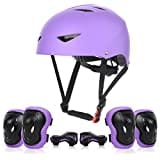 Kinderhelm Skateboard Helm mit Schützer inliner Kinder Schonerset Protektoren Helm für inliner Skateboard Fahrrad Rollschuh 54-58cm Kopfumfang (Lila)