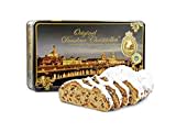 Backstube Sven Hennig 1000 g handgemachter "Original Dresdner Christstollen®" in Aluminium-Geschenkdose Motiv "Canaletto bei Nacht"