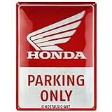 Nostalgic-Art Retro Blechschild, 30 x 40 cm, Honda MC – Parking Only – Geschenk-Idee für Biker, aus Metall, Vintage Design