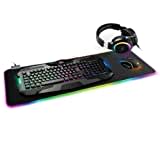 CSL RGB Strike 4in1 Gaming Set - Gaming Tastatur & Maus Set inkl. Headset | RGB-Beleuchtung | schwarz | QWERTZ-Tastenlayout | 2400 DPI