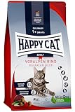 Happy Cat 70559 - Culinary Adult Voralpen Rind - Katzen-Trockenfutter für ausgewachsene Katzen und Kater - 4 kg Inhalt