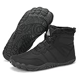 Mishansha Barfußschuhe Herren Winterschuhe Damen Warm Gefüttert Winterstiefel für Rutschfeste Fitnessschuhe Winter Outdoor Unisex Schwarz 40 EU