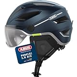 ABUS Stadthelm Pedelec 2.0 ACE - Fahrradhelm mit Rücklicht, Visier, Regenhaube, Ohrenschutz - für Damen und Herren - Blau Matt, Größe M​