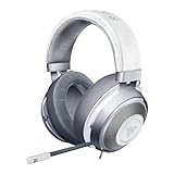 Razer Kraken - Plattformübergreifendes kabelgebundenes Gaming-Headset (Individuell abgestimmte 50-mm-Treiber, Unidirektionales Mikrofon, 3,5-mm-Kabel mit Inline-Steuerung) Mercury Weiß