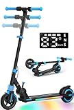 E Scooter Kinder, Elektroroller Kinder von 6-10-14 mit 5AH Akku 6,5 Zoll Reifen, 15km Reichweite, LED-Anzeige, 150W Motor mit Bunte LED-Lichter, 4-Höhenverstellbar Elektro Scooter Geschenk Jugendliche