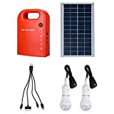 MeetUs Portable Home Outdoor Generation System Kleine DC Solar Panels Beleuchtung Lade Generator Power System, 2 Stück Glühbirne + 4 In 1 USB Ladekabel