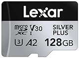 Lexar Silver Plus Micro SD Karte 128GB, Bis zu 205 MB/s Lesegeschwindigkeit, 150MB/s Schreibgeschwindigkeit, Speicherkarte Micro SD mit SD Adapter, UHS-I, A2, U3, V30, Klasse 10, 4K UHD microSDXC