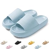 QJJQ Badeschuhe Herren Damen Cozislides Original Slippers Wolke Schlappen Super Weich Rutschfest Badelatschen Hausschuhe Sommer Pantoletten Badeschlappen Flip Flops,Blau, 40-41 EU