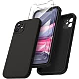 ORNARTO für iPhone 11 Hülle mit 2 x Schutzfolie flüssigem Silikon Gel Rubber Case [Eckige Kante] [Rundumschutz] stoßfeste Handyhülle für iPhone 11 Schwarz