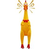 Novelty Place Extra belastbarer Quietschender Gummihuhn - Groß 40cm - Gelbes Quietschendes und Schreiendes Huhn Spielzeug für Kinder oder Erwachsene