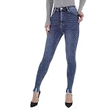 Ital Design Damen Stretch Destroyed-Look Used-Look KNÖPFE Jeans Laulia Gr. S/36 Blau