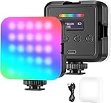 NEEWER Magnetisches RGB Videolicht, 360° Vollfarb RGB61 LED Kamera Licht mit 3 Cold Shoe Mounts/CRI 97+/20 Szenenmodi/2500K-8500K/2000mAh Wiederaufladbare tragbare Fotografie Selfie Licht