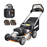 WORX WG761E Nitro Profi Akku Rasenmäher 80V (4x20V) - Kraftvoller Bürstenloser Motor - Radantrieb - 51cm Schnittbreite, 7 Schnitthöhen - Einhand-Schnitthöhenverstellung - mit 4x4Ah Akkus & Powerbank