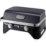 Campingaz Attitude 2100 LX Gasgrill, tragbarer Tischgrill mit 2 Stahlbrennern, 5 kW Leistung ,Camping Gasgrill mit Deckel, Thermometer und Gusseisen-Grillrost, Schwarz