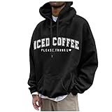 Generisch Oversized Hoodie Y2K, Herren-Kapuzenpullover Lose Alphabet Bedruckt Kapuzen Sweatshirt Casual Street Style Sport Sweatshirt Mit Kordelzug Hoodies Men Chabos Iivii Hoodie (L, Black)