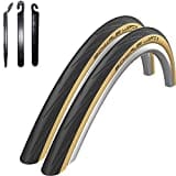 2 x Schwalbe HS471 Lugano 2 28" Rennradreifen Schwarz/Classic 700 x 25C (25-622) inkl. 3 Reifenheber