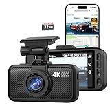 Miofive Auto-Kamera 4K-Auflösung, WiFi, Bluetooth, GPS-Dashcam, 3-Zoll-IPS-Display, Nachtsicht, Loop-Aufnahme, HDR, App-Steuerung und unterstützt bis zu 512 GB mit Einer kostenlosen 32-G-Karte