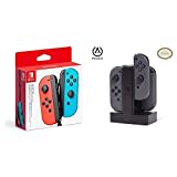 Nintendo Joy-Con 2er-Set Neon-Rot/Neon-Blau + PowerA Joy-Con-Ladestation Switch