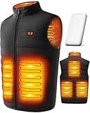 LABCOOL Beheizbare Weste, Beheizte Herren Damen, Heizweste mit 5V 12000mAh Akku, Wärmeweste mit 6 Heizzone, 3 Einstellbare Wärmestufe, Beheizbare Jacke mit Powerbank für Outdoor Motorrad Skifahren