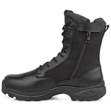 LUDEY Militärstiefel Herren Gemütlich Einsatzstiefel Kampfstiefel Wasserdichte Schwarze Tactical Boots Armeestiefel mit seitlichem YKK-Reißverschluss Modell-928-44EU