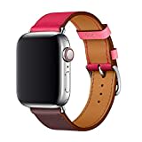 XCool für Apple Watch Armband 38mm 40mm, Leder Rosa Rot Armbänder für iwatch Series 4 Series 3 Series 2 Series 1 Hermes