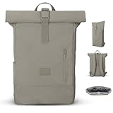 Johnny Urban Rucksack Damen & Herren Grau - Robin Medium - Rolltop Mit Laptopfach für Uni Business Fahrrad - 15L - Nachhaltig - Wasserabweisend