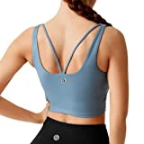 Desol Riemchen Damen Sport BH mit Polstern für Damen, Lang Geschnittenes Tank-Top Mittlerer Stark Halt Ohne Bügel Yoga Bra für Workout Fitness