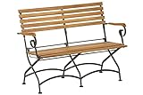 Dehner Klappbank Tegernsee, 2-Sitzer, ca. 124 x 88 x 57 cm, aus FSC® - zertifiziertem Akazienholz / Stahl, natur