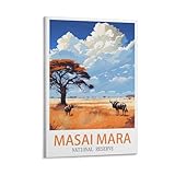 CNAHEIZ Masai Mara National Reserve Vintage-Reiseposter, Baum, 40 x 60 cm, Leinwand-Kunstdruck, Gemälde für Wanddekoration, Wohnzimmer, Schlafzimmer