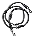 Jack & Russell Premium Leder Hundeleine Dexter 2,0m - Hunde Lederleine mit Messing-Karabiner - Echtleder Leine mehrfach verstellbar Dexter (Schwarz)