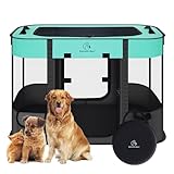 ROMANTIC BEAR Welpenauslauf Hundebox Faltbar Wasserdicht Tierlaufstall Abnehmbar Transportbox Freigehege für Katze Kaninchen Haustier mit Tragbar Handtasche,Hund Laufgitter für Camping Reisen M