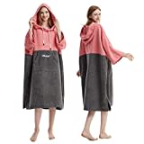 Hiturbo Surf Handtuch Poncho Umziehhilfe - Herren und Damen Changing Robe badeponcho Umkleidehilfe Surfen Strand Rosa/Grau