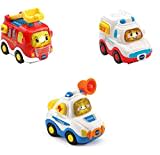 Vtech 80-242104 Tut Tut Baby Flitzer - 3er Set Einsatzfahrzeuge (Feuerwehrauto, Rettungswagen, Polizei), Babyautos, Mehrfarbig