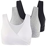 COLOMI Mutterschaft Still-BHS Nahtloser Still-BH zum Schlafen ohne Bügel für Damen (Black+Grey+White/3Pack, XL)