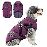 Savlot Hundejacke Winterweste Jacken Hundemantel Hundepullover Haustier Skifahren Kostüm Ärmellose Baumwolle Gepolsterte Weste Mit Brustgurt Gurt - Lila, XL