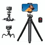 Lamicall Handy Stativ, Mini Stativ Halter - 2024 Handy Halterung Stativ für Smartphone & Kamera, Flexible Handystativ mit Kabelloser Fernbedienung, 360° Pocket Tripod für iPhone 16/15/14/13, für GoPro