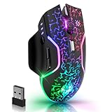 Defender Oneshot kabellose Gaming Maus 3200 DPI, 5 programmierbare Tasten, mehrfarbige RGB-Beleuchtung, bis zu 240 hrs Akkulaufzeit, Computermaus für PC, Mac, Laptop, Schwarz