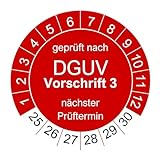 1000 Prüfplaketten für DGUV V3 Vorschrift 3-30mm - 2025-2030 - nachhaltig - rot - 2024 nächste Prüfung (1000 Stück, rot)