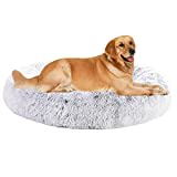 HMTOPE Orthopädisches Hundebett rund Hundekissen Hundesofa Katzenbett Donut Kuscheliges Hundekorb Waschbar, 100 cm Ø, Hellgrau