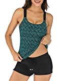 PANAX Damen Tankini Oberteil Bademode Badeanzug Strandbekleidung Swimwear Mode Beachwear Sporttop Frauen Bekleidung Alltag (Nur Tankini Oberteil) Dunkelgrün, Größe XXL