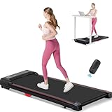 Walking Pad, Laufband für Zuhaus mit LED-Anzeige und Fernbedienung, Treadmill leises 1-6km/h, 2.5 PS bürstenlosem Motor, Fitness, Workout, Heim-Fitnessgerät, Schwarz - Rot