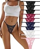 FINETOO 10er Pack Spitze Strings Tangas Damen Set Unterhosen Sexy Unterwäsche Frau Lingerie Sexy Thongs for Women Dessous Mehrpack S-XL