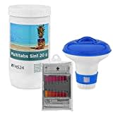 FHS 24 Spar Set 1 MultiTabs 20g 1kg Dosierschwimmer Testkit Testtabletten Multitabs Pool Set Wasserpflege Chlor Wasserdesinfektion