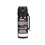 SABRE RED Crossfire Pepper Gel Spray with Belt Clip – 360-Degree Deployment, Maximum Police Strength Pepper Gel with Quick Access Flip Top, 18-foot (5.5 m) Range, 18 Bursts – Gel is Safer, Black